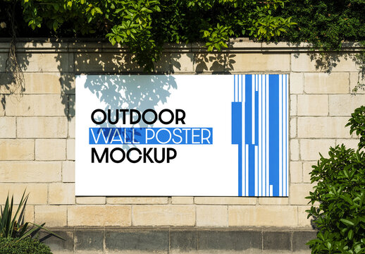 Outdoor Horizontal Wall Poster Mockup
