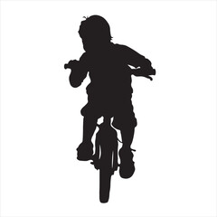 the child is riding a bicycle