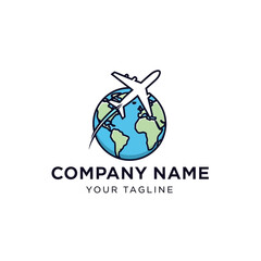 Airplane flying around the globe representing global travel and tourism.