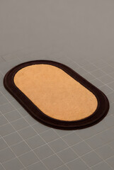 Semi-Circle Coir Doormat with Brown Border on Gray Floor (3D Render)