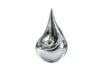 Shiny metallic droplet shape, smooth and liquid