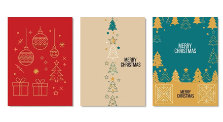 Festive Christmas Card Designs Elegant Holiday Greetings with Ornaments, Trees, and Gift Boxes