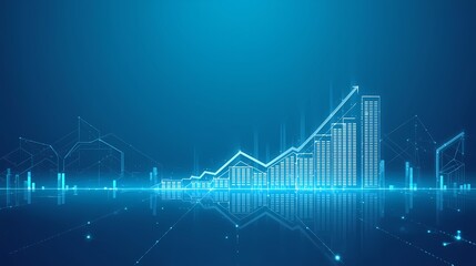 abstract background with blue arrows and chart