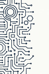 Obraz premium A digital-inspired, stylized circuit board design in navy against a clean white background, evoking technology and precision aesthetics.