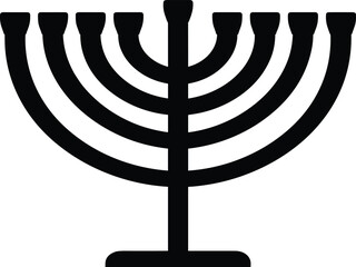 &ldquo;Traditional seven branch menorah silhouette, Jewish religious candelabrum symbol, black vector illustration, cultural heritage design, enlightenment, wisdom, divine inspiration&rdquo;