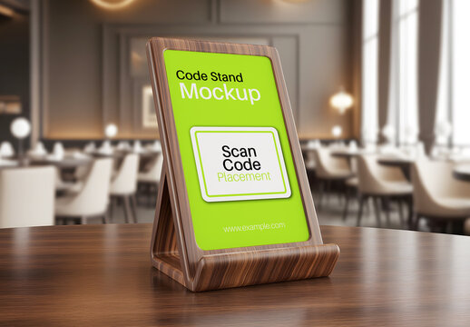 Code Stand Mockup in Upscale Restaurant