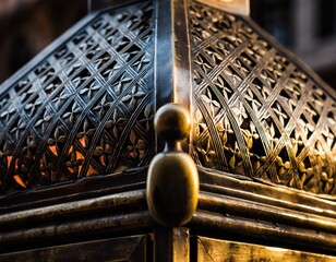 Intricate Metalwork Pattern on a Lantern Captured Up Close