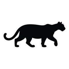 Cougar walking side view Vector, Silhouette, Illustration