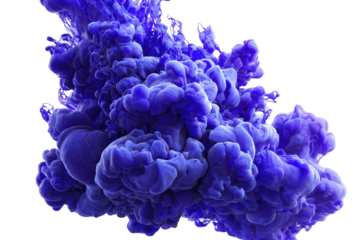 Blue ink swirling, cloud-like, against a black backdrop