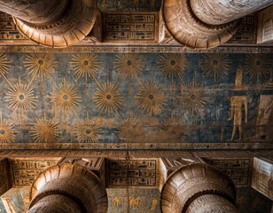 Stunning Egyptian Temple Ceiling with Star Pattern Recreated Digitally