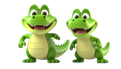 Obraz premium Cartoon crocodile collection isolated on transparent background