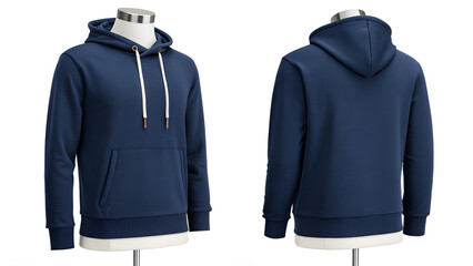 Navy Blue Hoodie Mockup Set – Front and Back View for Apparel Design