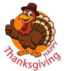 Mascot turkey of happy thanksgiving