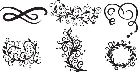 Elegant Swirl and Flourish Ornament Set – Decorative Vintage Floral Vector Elements