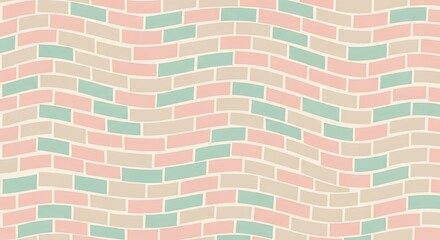 Abstract brick pattern colorful wavy wall background