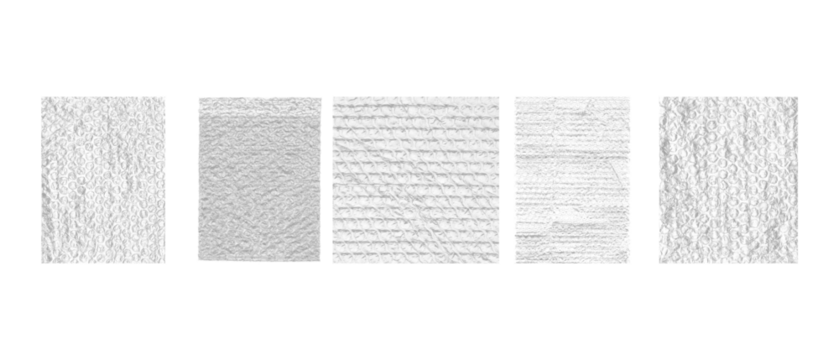 Five bubble wrap textured