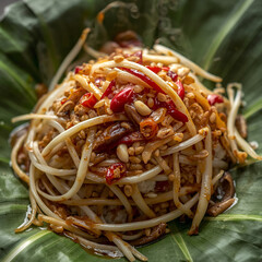 Toge goreng, bean sprouts stir-fried, the white fresh bean sprouts, toge putih, look slightly wilted and glossy, fully coated in savory oyster sauce