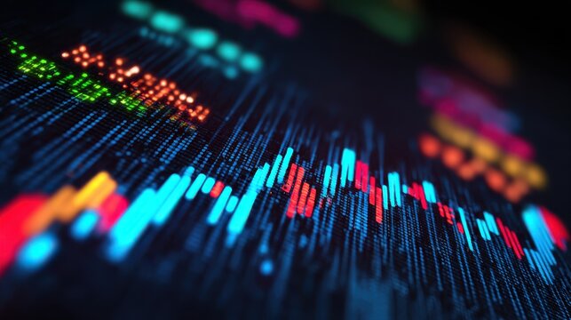 Stock exchange market chart, Stock market data on LED display. Business analysis concept. - Powered by Adobe