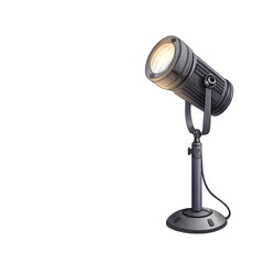 Vintage spotlight isolated on transparent background, a classic stage lighting fixture isolated on transparent background