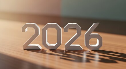 A close up of folded paper origami forming the numbers “2026” on a wooden table. 