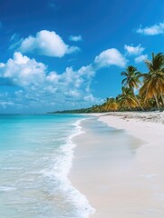 Tropical beach with white sand and palm trees