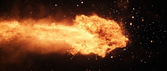 Streaming flame against black