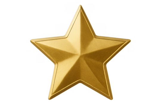 Golden star symbol representing excellence, achievement, victory, and rating success on a transparent background - Powered by Adobe