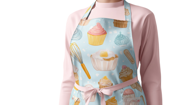 cooking kitchen apron with multiply food design isolated on white background