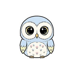 Adorable baby owl illustration with large expressive eyes and fluffy feathers, perfect for children's books and whimsical designs