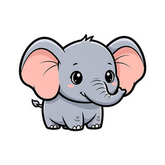 Naklejka premium Cute Cartoon Baby Elephant Illustration with Big Ears and Trunk