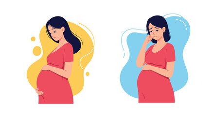 A pregnant woman experiences a range of emotions, from serene contemplation of her pregnancy to feelings of worry and sadness.