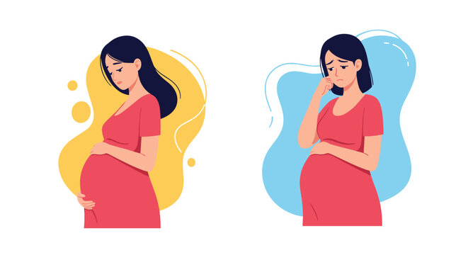 A pregnant woman experiences a range of emotions, from serene contemplation of her pregnancy to feelings of worry and sadness.