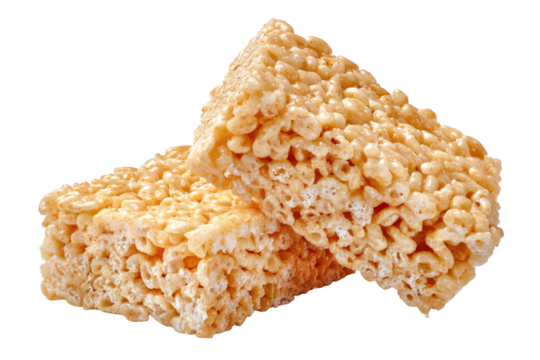 Crispy, sugary rice bars stacked. Sweet treat