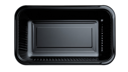 Black plastic square box object with blank metal frame icon on a white isolated background