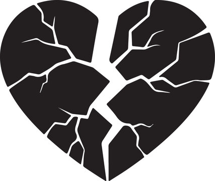 Cracked Broken Heart Icon Sadness Heartbreak Grief and Emotional Pain Symbol