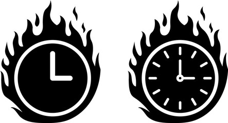 Two clocks burning with flames representing urgency and time running out