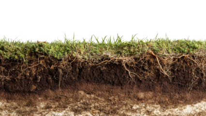 Soil Layers with Grass Roots and Organic Material in Natural Setting