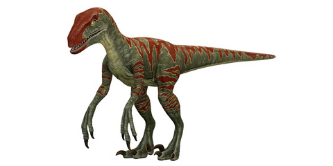 Realistic rendering of a dinosaur, likely a raptor.