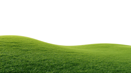 Lush Green Rolling Hills Under Clear Blue Sky in Summer Landscape