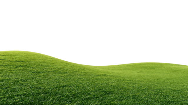 Lush Green Rolling Hills Under Clear Blue Sky in Summer Landscape