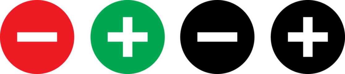 Four oval shapes with plus and minus symbols in different colors