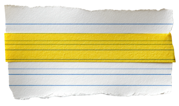 Torn lined paper with yellow strip