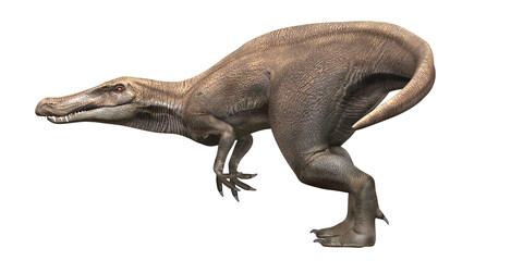 Realistic depiction of a prehistoric dinosaur.