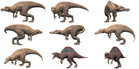 Collection of detailed dinosaur renderings