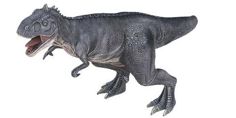 Realistic 3D rendering of a menacing dinosaur.
