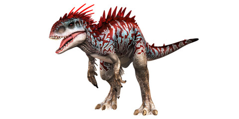 Vividly colored prehistoric dinosaur on white background