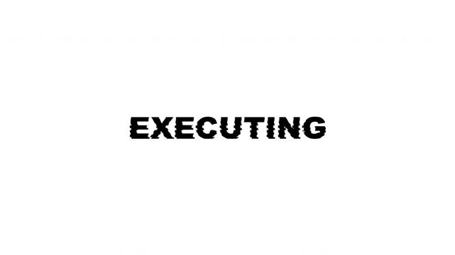 Executing process action implementation development code software suitable for displaying status, progress, or command execution in digital interfaces, presentations, or software development content.