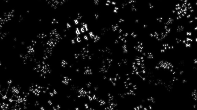 Alphabet Letters Falling Animation, Educational Background Video. ABCD Letter Particle Falling Animation, Falling Letters Particle Effect. Educational Grunge Alphabet Background Animation, - Powered by Adobe