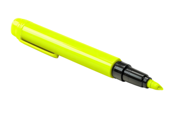 Bright yellow highlighter with cap, isolated shot