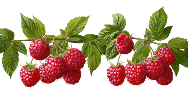 Bright red berries on a leafy branch against a black background